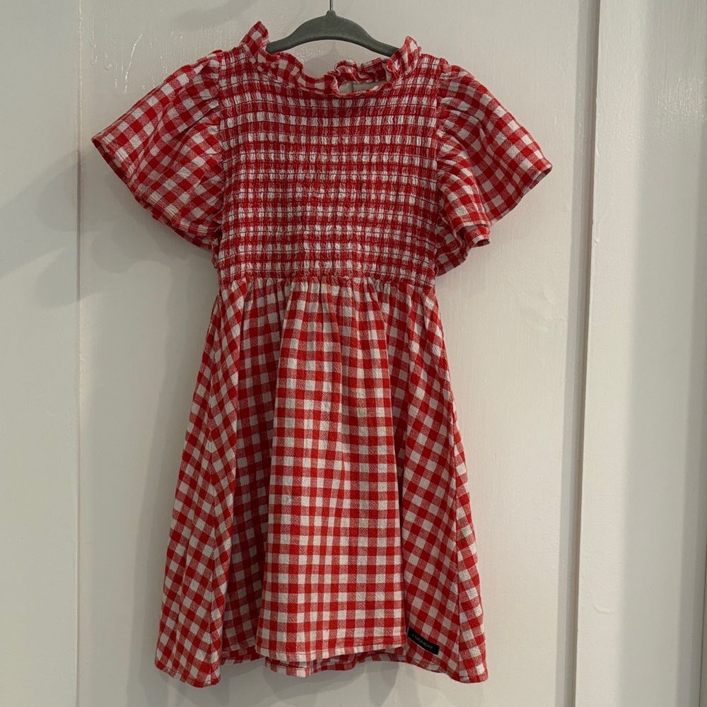 A Monday in Copenhagen Red Gingham Kids Dress, Fits as Sz 4 HOLIDAY DRESS!